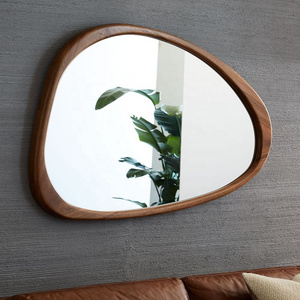 Irregular Natural Oak Wooden Framed Decorative Rustic Wall Mirror