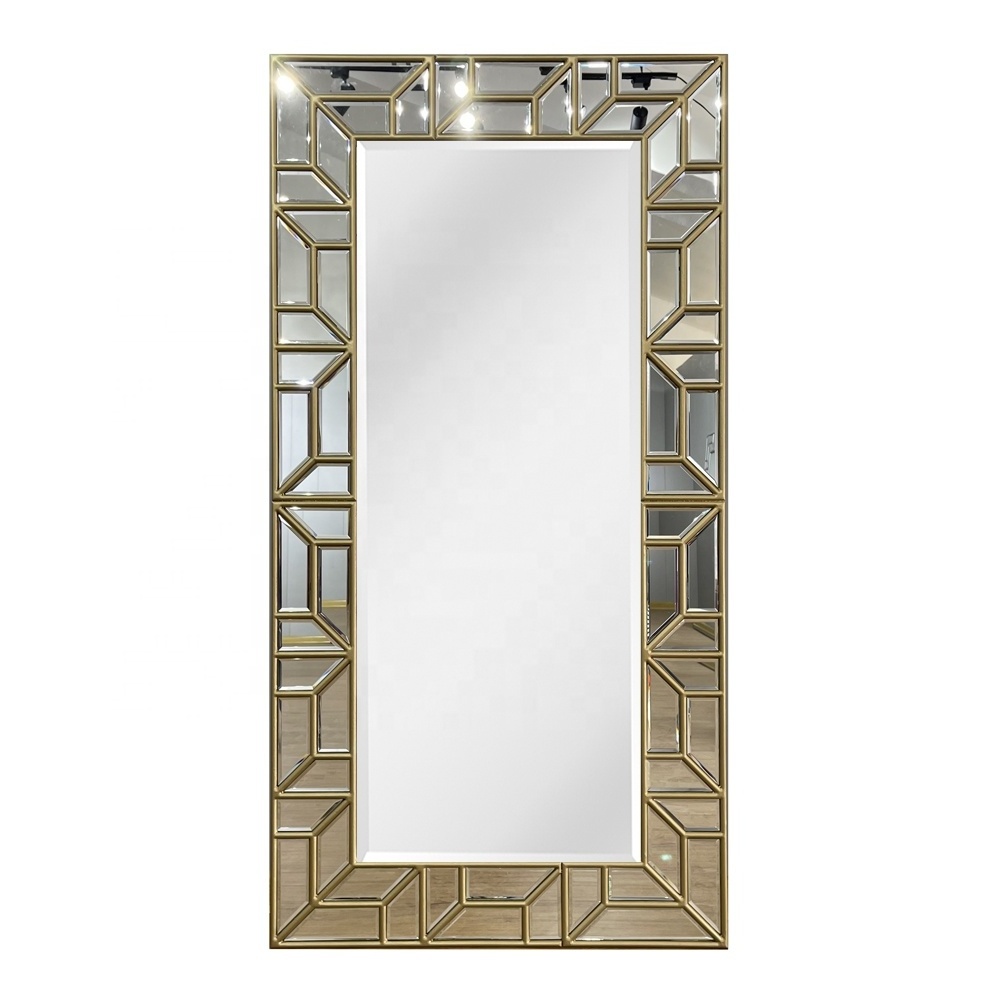 French Luxury Ornate Long Golden Wire Drawing Rectangular OEM Decor Mirror Frames