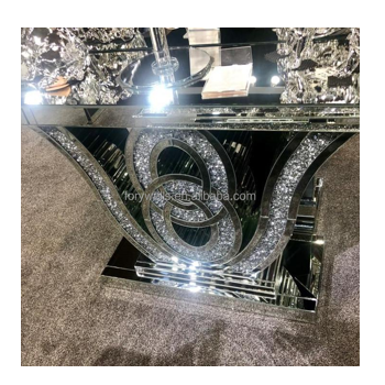 Sparkling Crystal  Glass Mirrored Table Crushed Diamonds Console Table Living Room Furniture