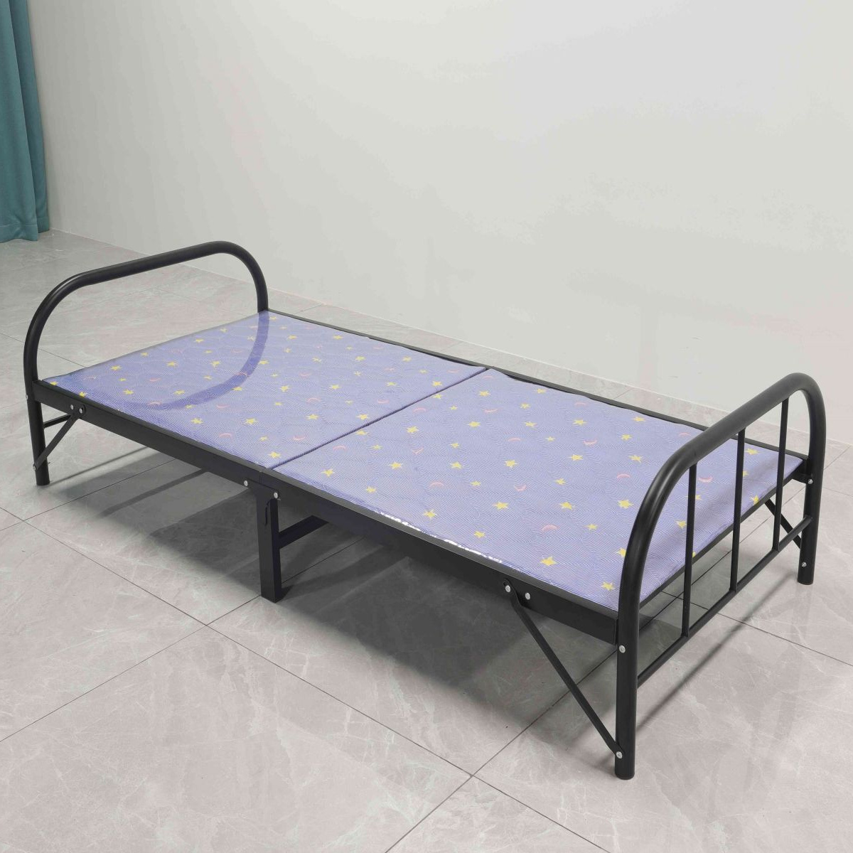 Modern Design Cheap Price Metal Bed Frame Folding Single Bed Foldable Steel Bed With Mattress