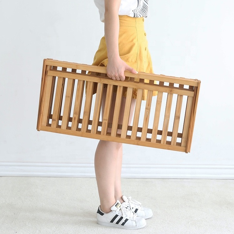 hight quality foldable bamboo shoe rack 4 tier for entryway