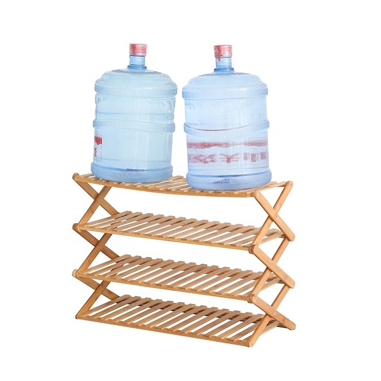 hight quality foldable bamboo shoe rack 4 tier for entryway