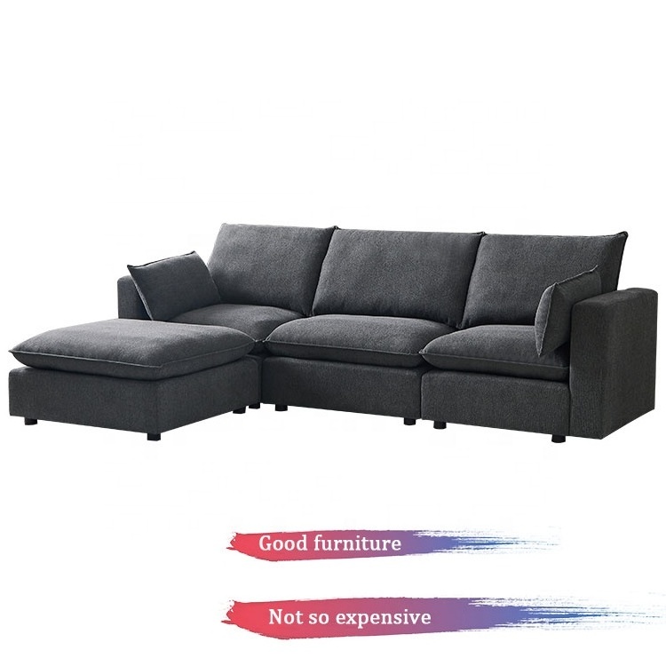 Wholesale Modern Luxury Fabric Home Set Furniture Living Room Sectionals Sofas L Shape Corner Modular Sofa Velvet Couch