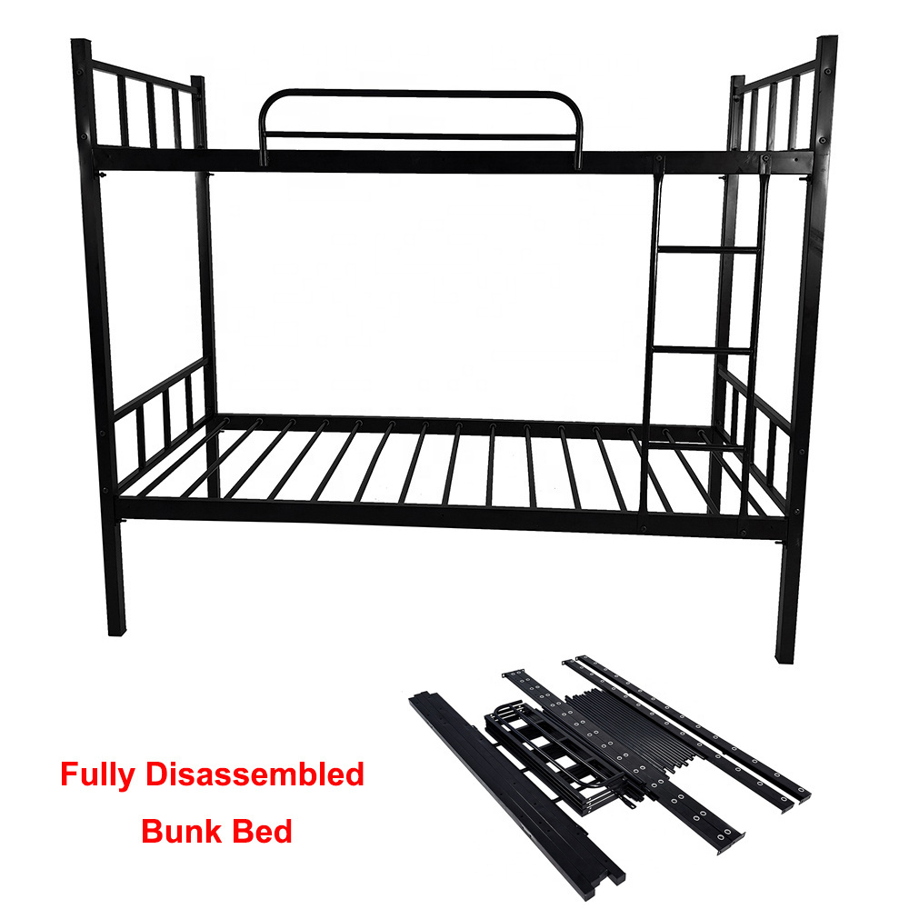 Lit Superpos Metal Bunk bed Apartment Dormitory Space-Saving Multifunctional Black Metal Iron Loft Bunk Bed