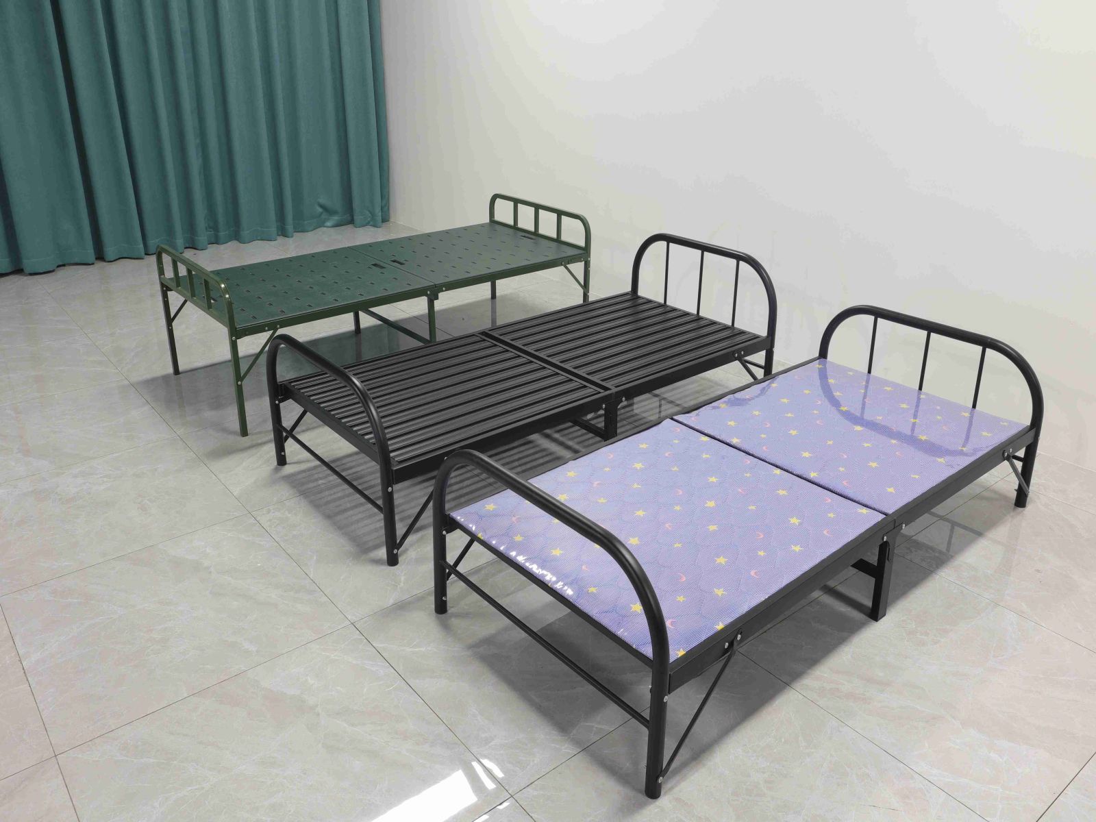 Modern Design Cheap Price Metal Bed Frame Folding Single Bed Foldable Steel Bed With Mattress