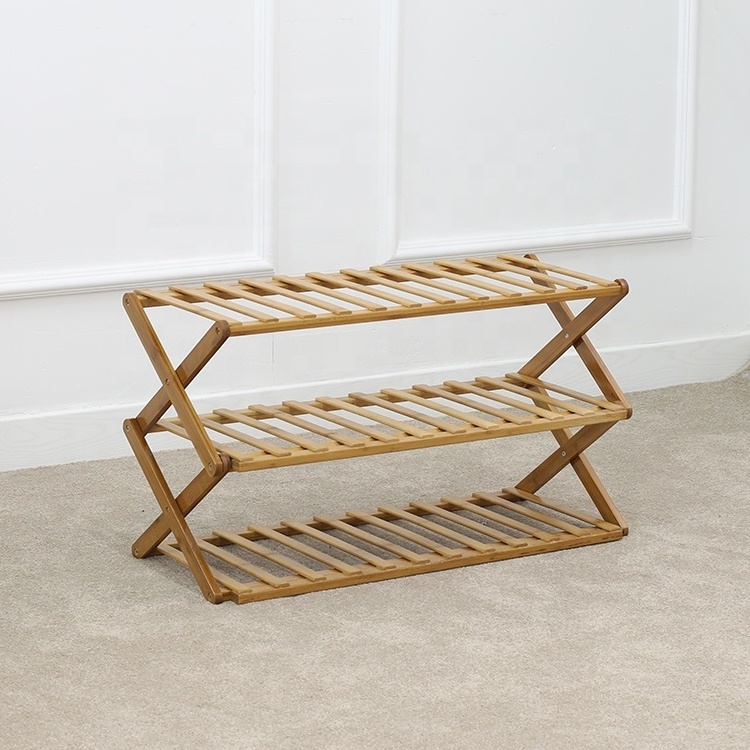 Foldable Stable Bamboo True Color Living Room Shoe Rack