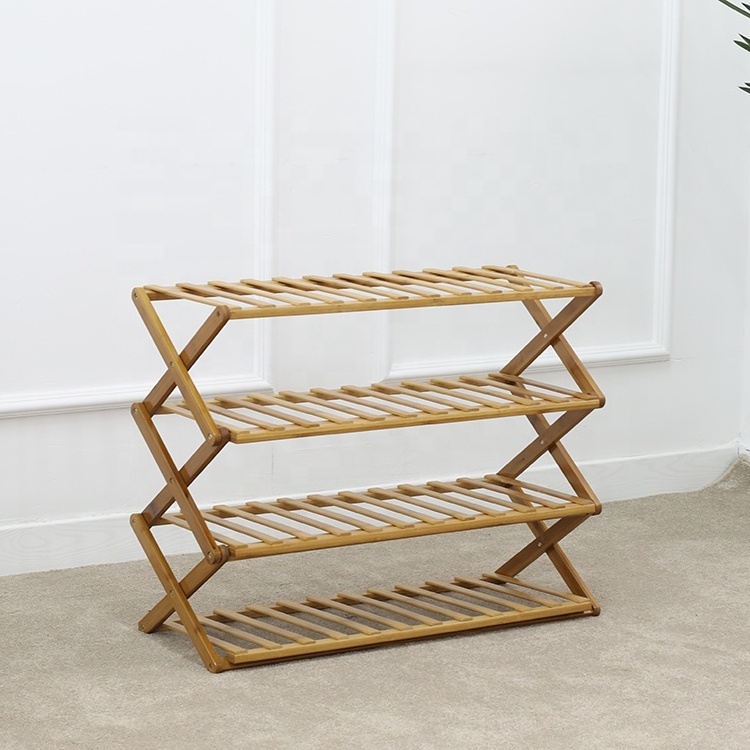 Foldable Stable Bamboo True Color Living Room Shoe Rack