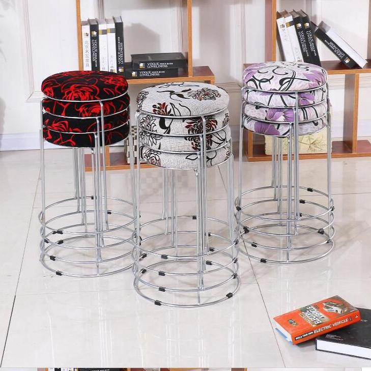 High Quality Luxury Nordic Round Metal Modern Stackable Dining Stool Chair Metal Living Room Chairs