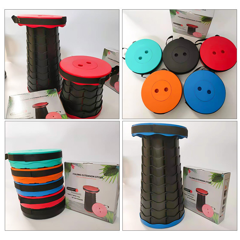 Foldable Retractable Stool Chair Portable Plastic Telescopic Stool Shrinkable Camping Fishing Garden Collapsible Folding Stool