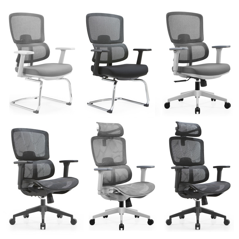 Manufacture Oem Office Mesh Chair Adjustable Rolling High Backrest Upholstered Revolving Ergonomic Office Chair