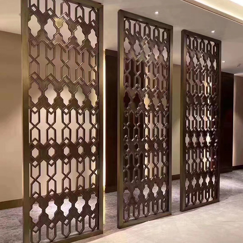 Indoor Home Hotel Wall Decorative Elegant Simple Style Standing Framed Metal Partition Stainless Steel Screen Room Dividers