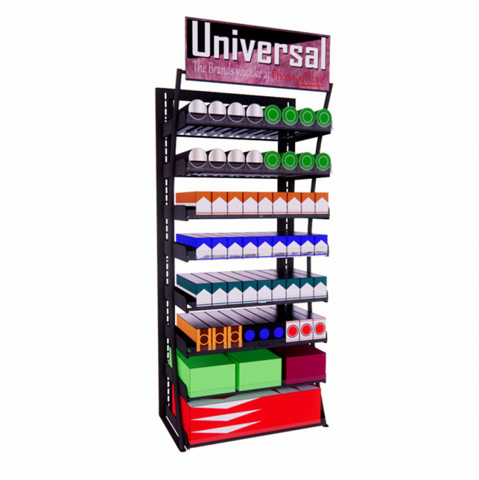 Custom Metal Tobacco Shop Display Furniture Tobacco Display Rack Smoke Shop Display Cigarettes Shelves Tobacco Floor Stand