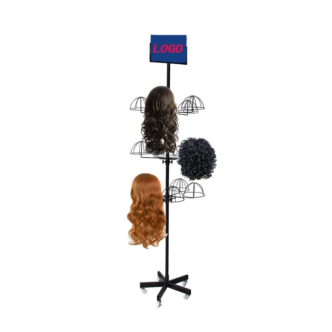 Shop Hair Wig Metal Display Stand Receiving Shelf Floor Standing Wig Store Design | Small Wig Shop Display Racks & Shelves