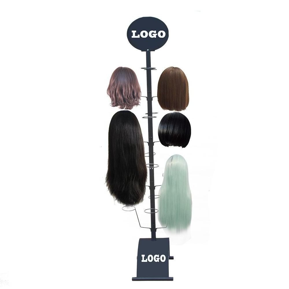 Shop Hair Wig Metal Display Stand Receiving Shelf Floor Standing Wig Store Design | Small Wig Shop Display Racks & Shelves