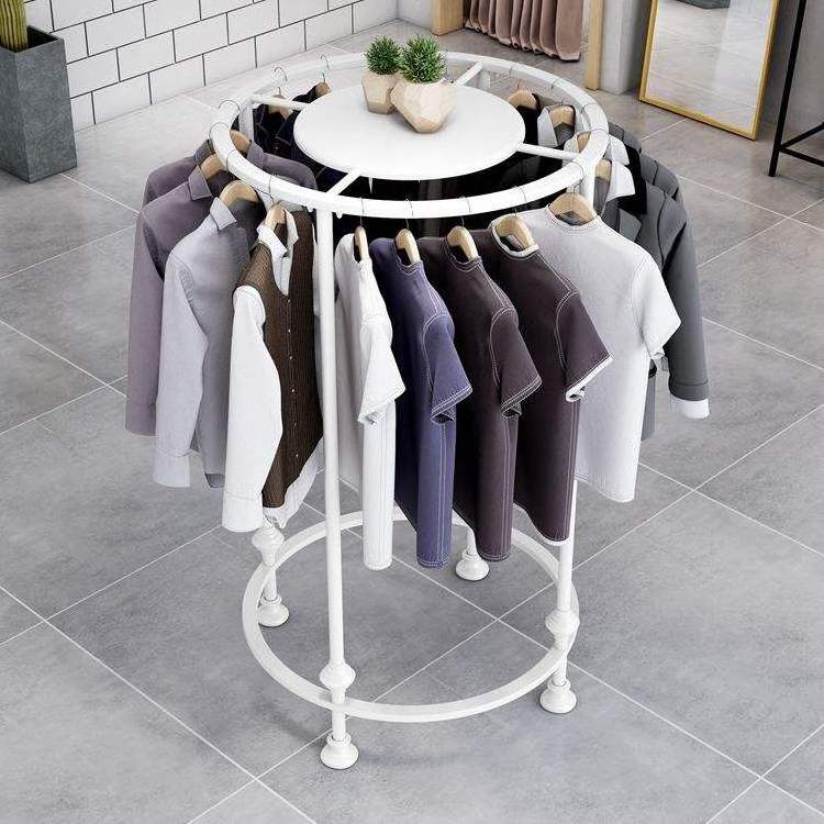 Custom Boutique Gold Garment Rack Floor Standing Clothing Shop Stainless Steel Round Metal Hanging Clothes Display Rack