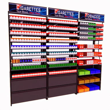 Custom Stand Display Cigarette Pusher Tobacco Cigarette Display Showcase Cigarettes Store Display Rack With Led Light