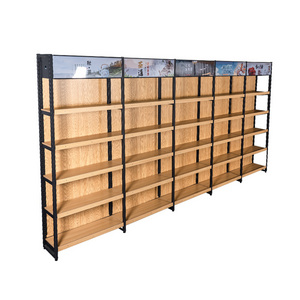 Customized Supermarket wooden shelf single side Display Racks retail store shelving wooden display rack supermarket shelves