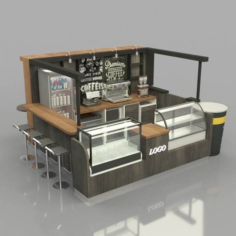 Solid wood mall food kiosk, cafe kiosk bar furniture outdoor or indoor mall coffee shop kiosk