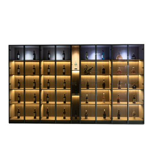 Luxury Whiskey Display Cabinet Liquor Wine Rack Commercial Winery Aluminum Frame Glass Doors Wine Luxury Bar Cabinet With Light