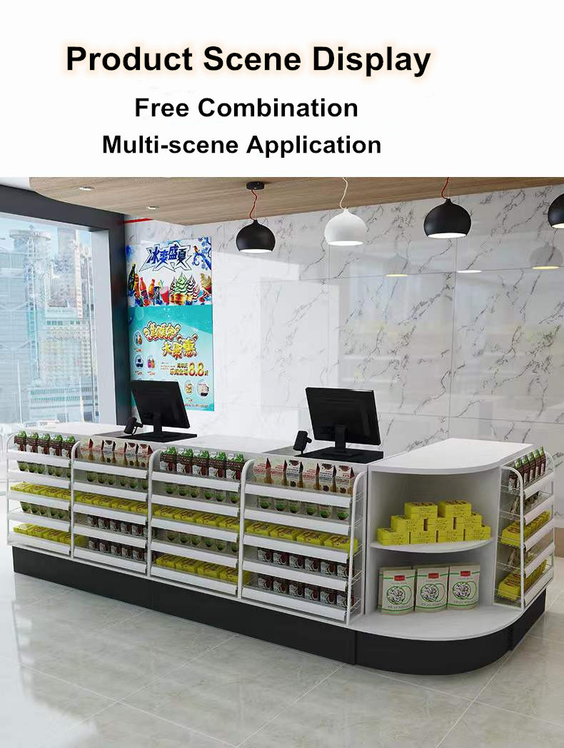 Hot-selling Morden Store Convenience Shops checkout counter cashier coffee shop counter with conner