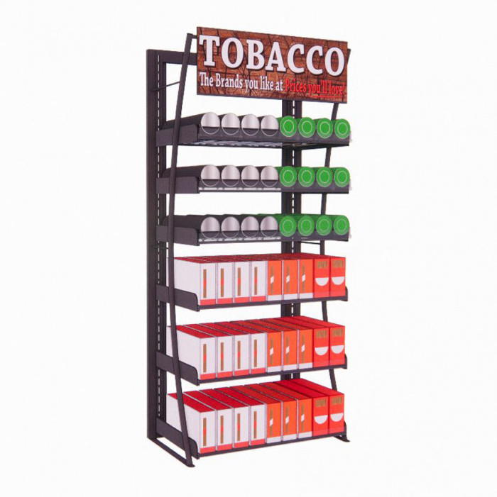 Custom Metal Tobacco Shop Display Furniture Tobacco Display Rack Smoke Shop Display Cigarettes Shelves Tobacco Floor Stand