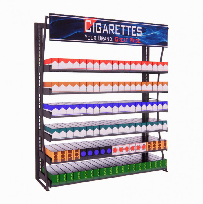 Custom Metal Tobacco Shop Display Furniture Tobacco Display Rack Smoke Shop Display Cigarettes Shelves Tobacco Floor Stand