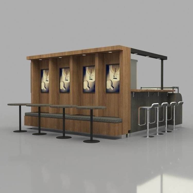 Solid wood mall food kiosk, cafe kiosk bar furniture outdoor or indoor mall coffee shop kiosk