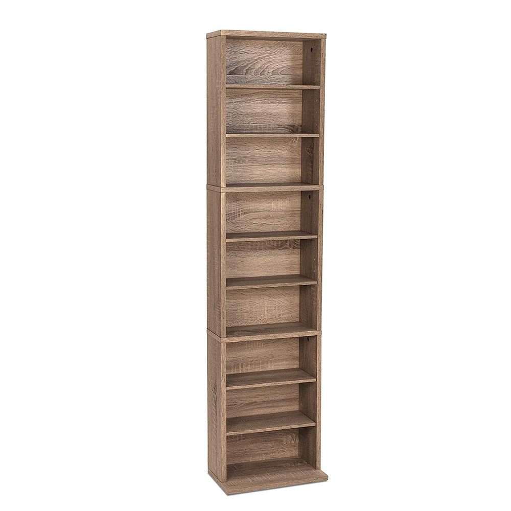 Vertical bookcase Tall Storage Cube Organizer Dark Oak 8-Tier Bookcase with Multi-Purpose Bookcase customized Shelves