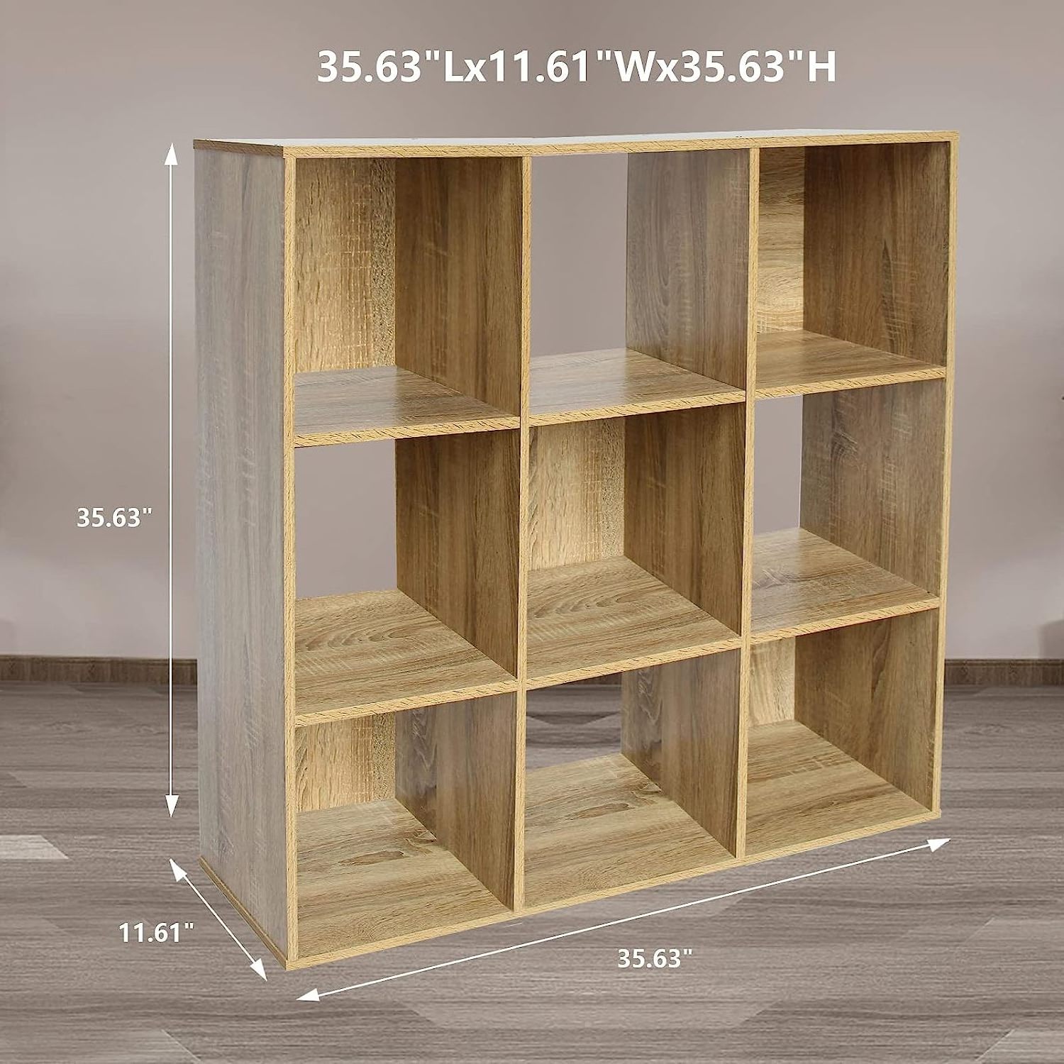 Living room nine compartment cabinet Oak Bookcase Shelving Display Modular Storage Shelf Door