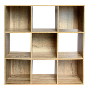 Living room nine compartment cabinet Oak Bookcase Shelving Display Modular Storage Shelf Door