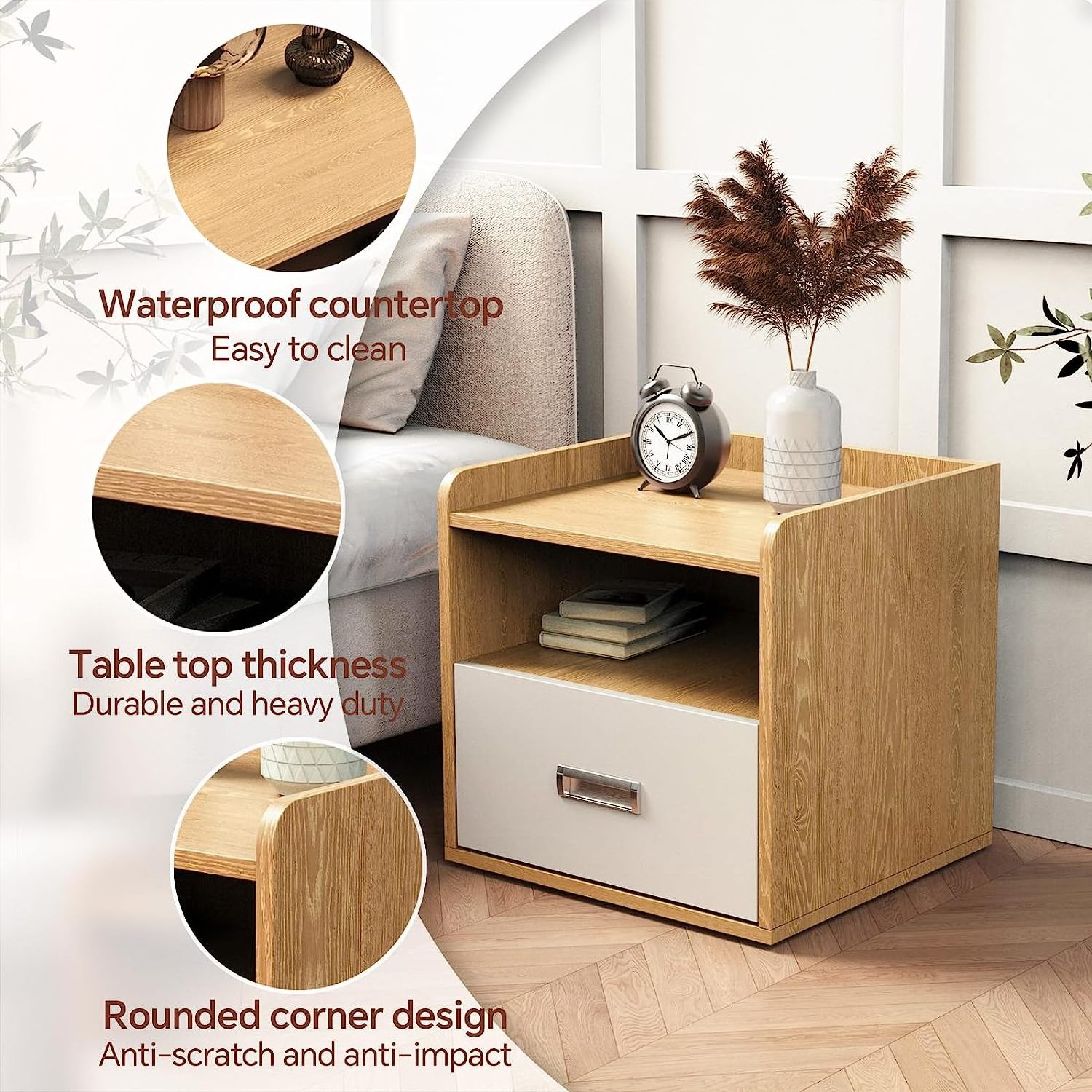 Mini Drawer Bedside Table 1 shelf MDF bedside cabinet with drawer and shelf