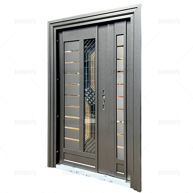 High quality other door exterior interior french  front entry  gold security 304 stainless steel door for houses with smart lock