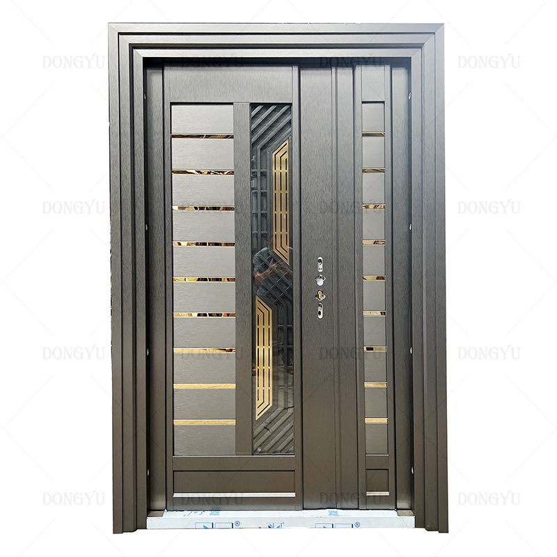 High quality other door exterior interior french  front entry  gold security 304 stainless steel door for houses with smart lock