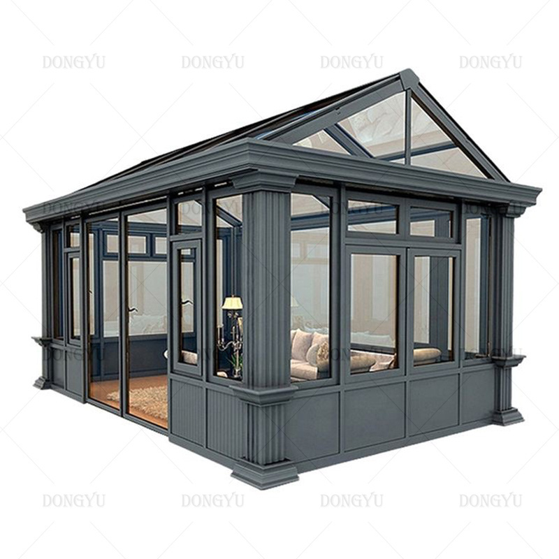 Manufacture outdoor retractable sliding solarium tent glass panels automatic roof glass house sunroom