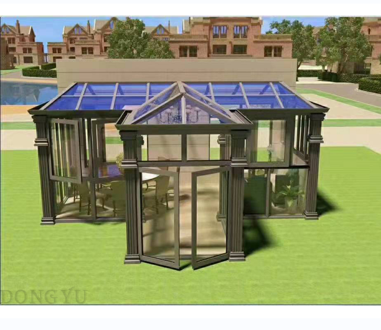 Australia standard tinted glass house for four seasons conservatory roof  aluminum glass sunroom for swimming pool