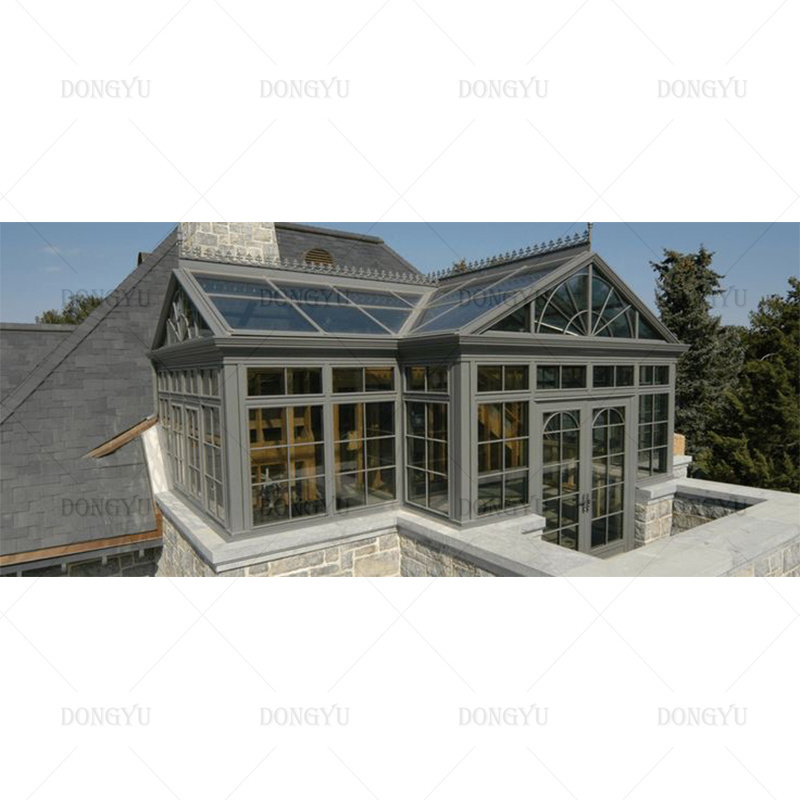 Manufacture outdoor retractable sliding solarium tent glass panels automatic roof glass house sunroom