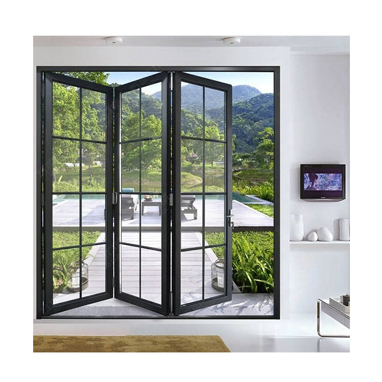 Soundproof House Bifold French Patio Door Exterior Aluminium Multi Folding Doors For Restaurant