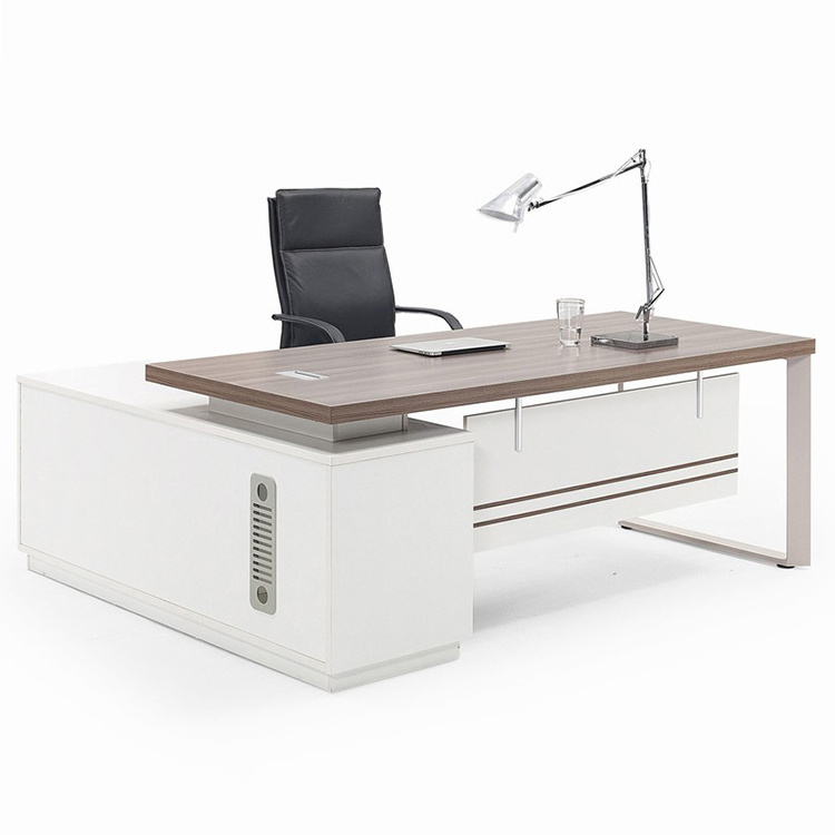 L Shaped Desk Set With Hutch Executive CEO Manager Desk Modern Office Boss Desk