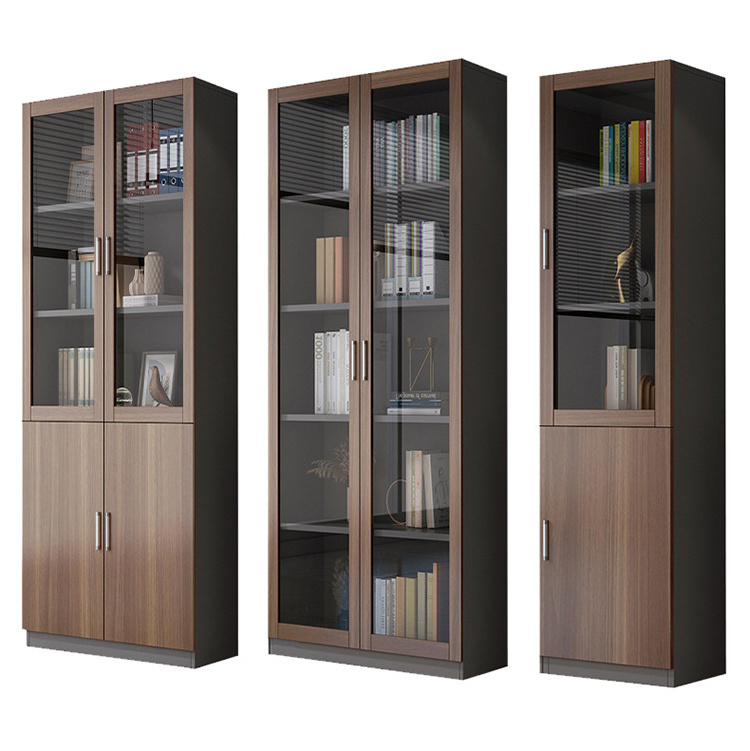 Cheap office shelves bookcase with glass Aluminium alloy doors modern book cabinet