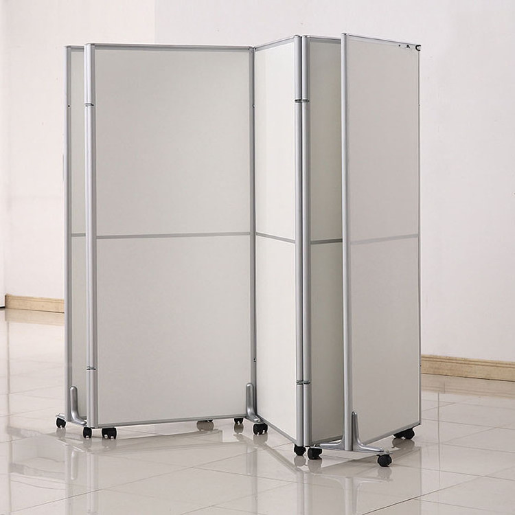 Office Room Divider Cubicle Partition Panel with Glass Mobile Separation Wall Panel on Wheels