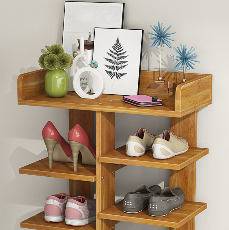 Simple Shoe Rack Household Shoe Cabinet Multi Layer Shoe Rack Multi Function Door Wooden Storage Rack