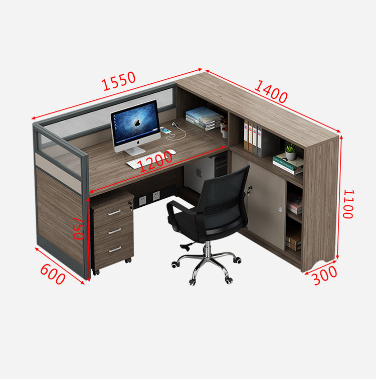 Commercial modern cubicle executive office desk 1 person workstations desk with socket and shelf