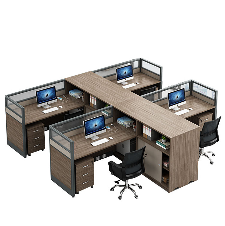 Commercial modern cubicle executive office desk 1 person workstations desk with socket and shelf