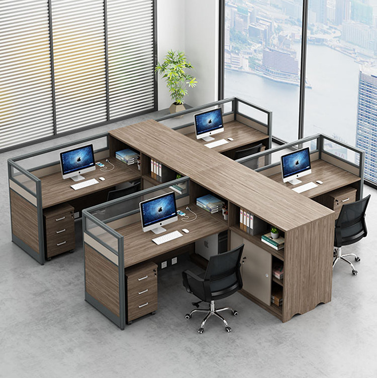 Commercial modern cubicle executive office desk 1 person workstations desk with socket and shelf