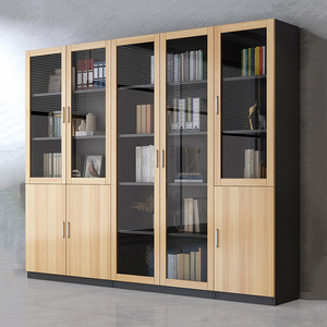 2023 Latest design  executive Locking Wood Storage Cabinet Office Equipment With Glass Doors