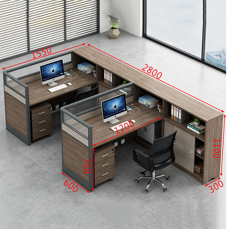 6 spaces large  office cubicle partition workstation with glass partition/shelf good office computer table