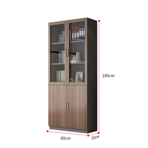 Cheap office shelves bookcase with glass Aluminium alloy doors modern book cabinet