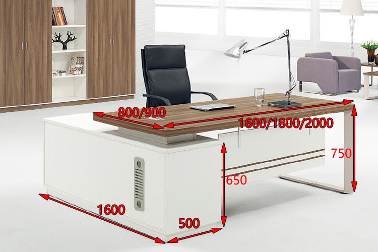 L Shaped Desk Set With Hutch Executive CEO Manager Desk Modern Office Boss Desk