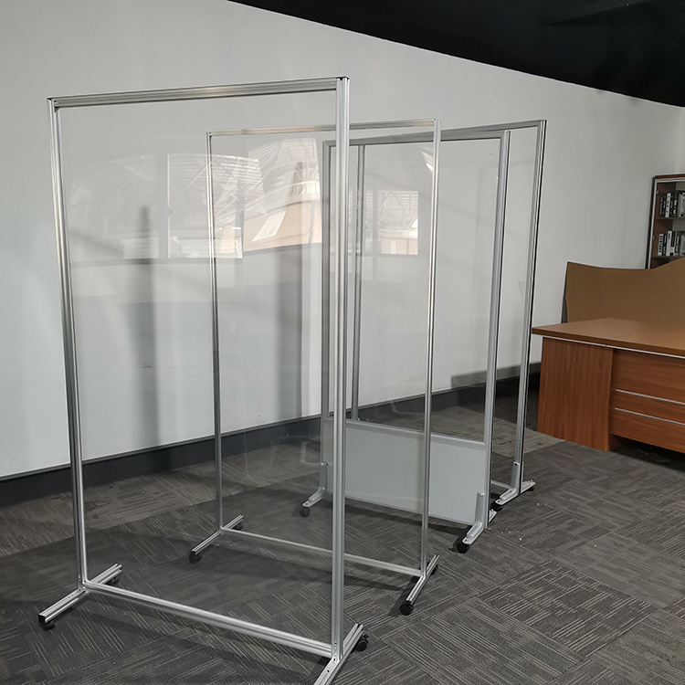 Wholesale Clear Acrylic Mobile Partition Plexiglass Transparent Room Divider Office Partition on Wheel