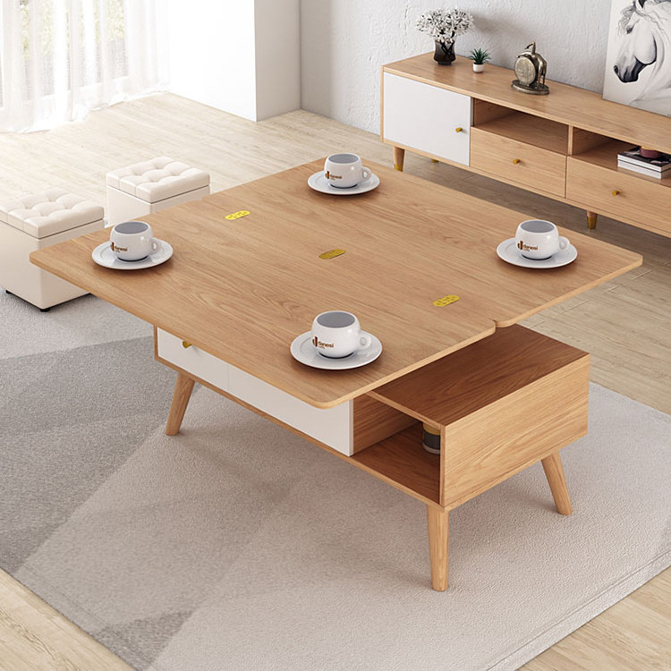 Bedroom multiple function  adjustable coffee table wood folding lifting tabletop  end table